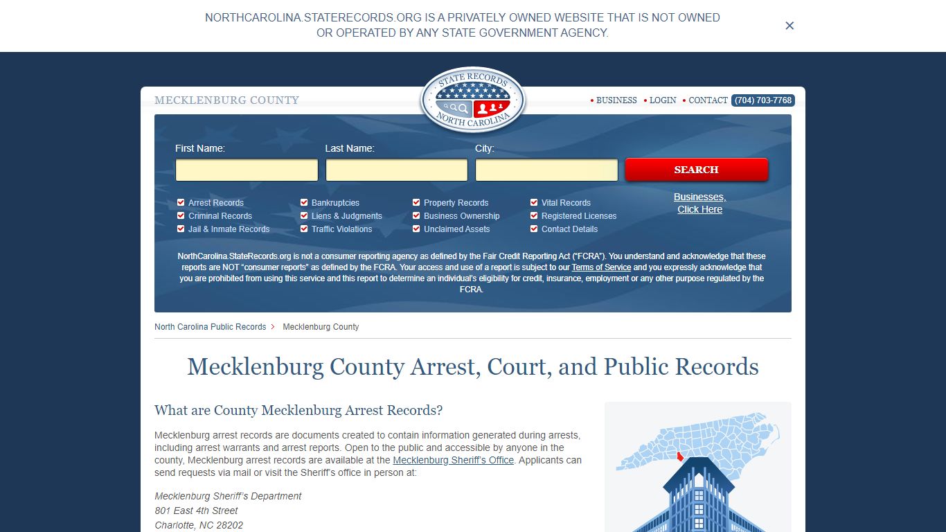 Mecklenburg County Arrest, Court, and Public Records